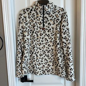 Leopard print fleece sweatshirt 1/4 zip medium